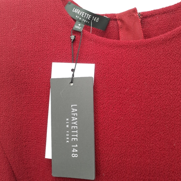 LAFAYETTE Sleeveless Wool Sheath Dress In Scarlet - Picture 7 of 8